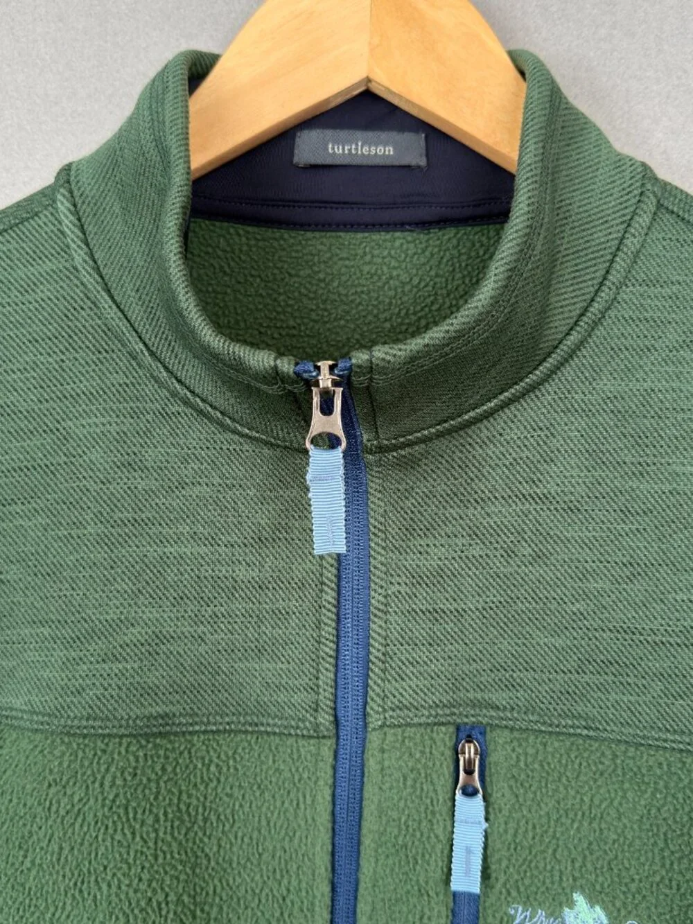 Turtleson Steele Full Zip Fleece Vest Green Men's L White Eagle Golf Club